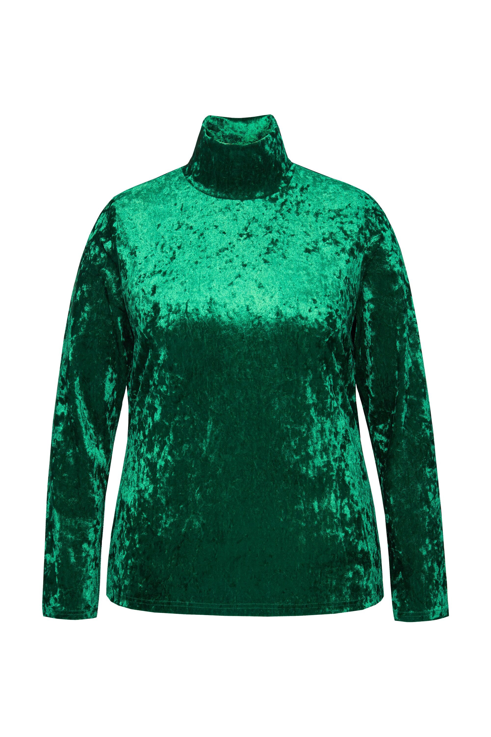 Longsleeve Samtshirt Stehkragen Slim Langarm