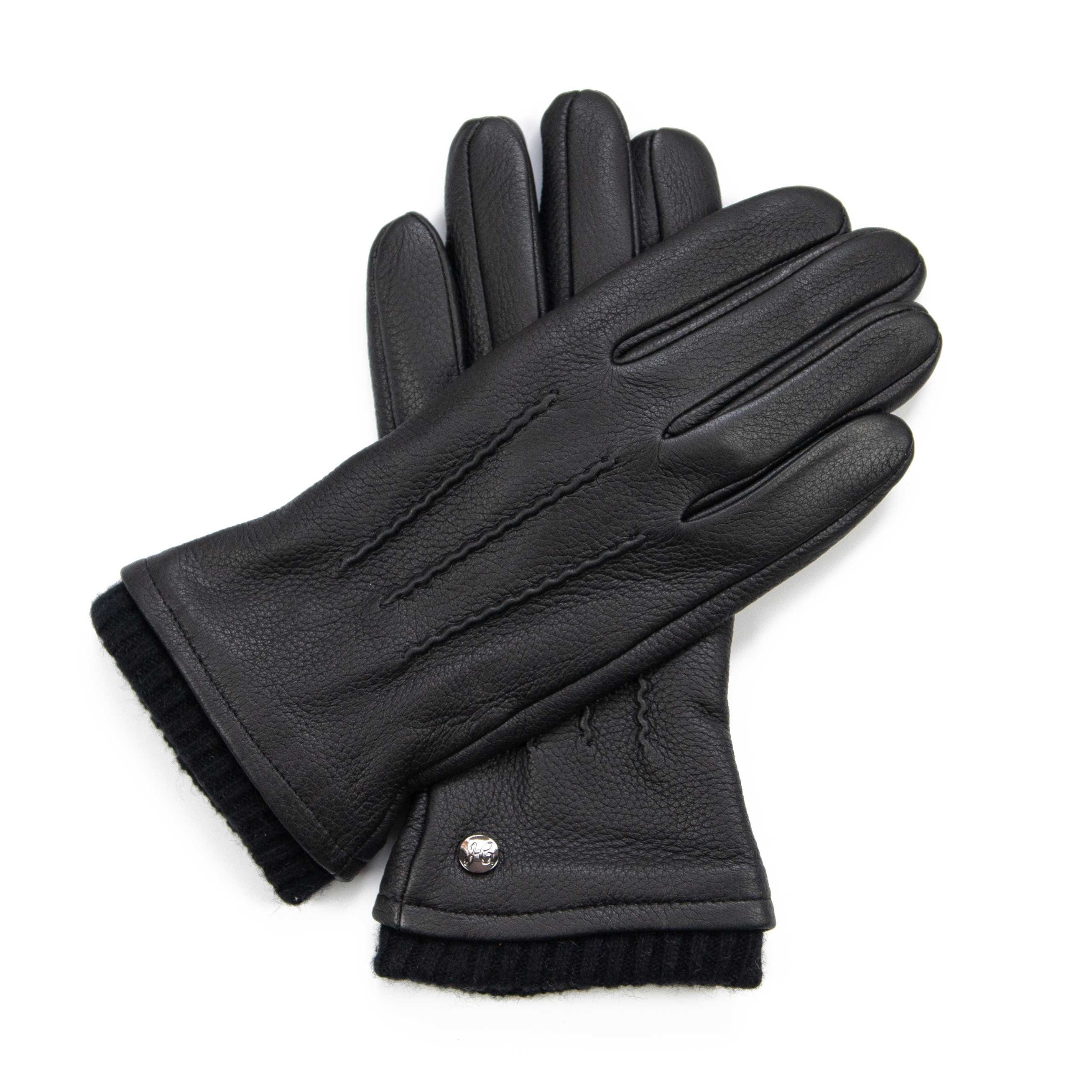 Kaschmir Hirschleder HARRY Hochwertige Gewand Handschuhe mit Lederhandschuhe Weikert by - Schwarz Fütterung Hand