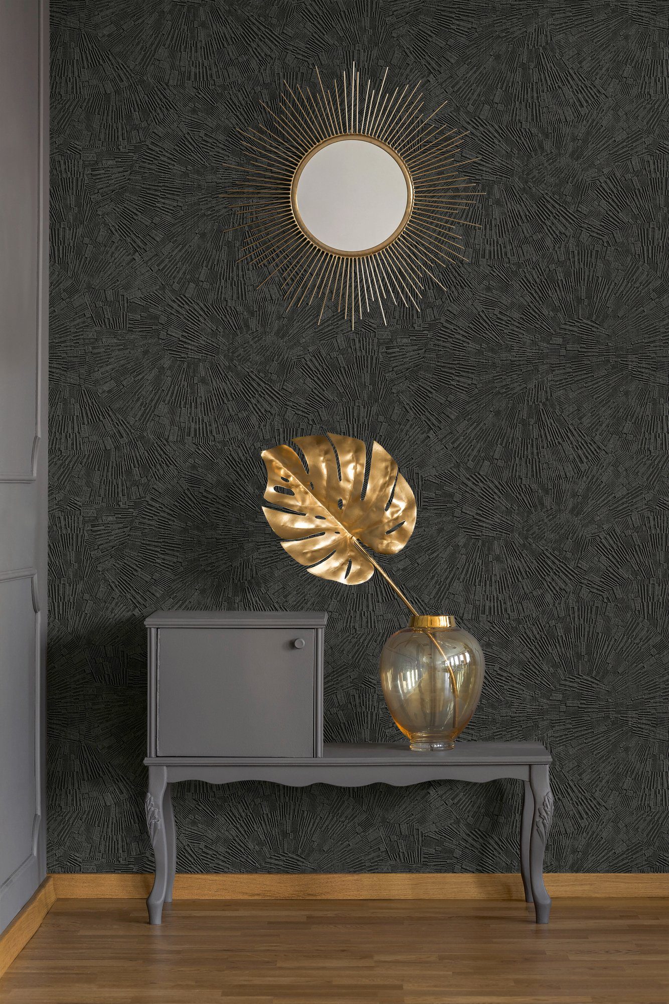 A.S. Création strukturiert, Tapete Moderne 3D Vliestapete Effekt walls living Titanium, gemustert, schwarz