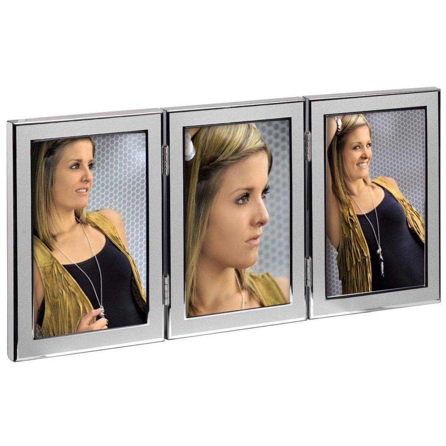 Bilderrahmen Collage Portrait-Rahmen Alu Silber 3x 13x18 Bilder-Galerie