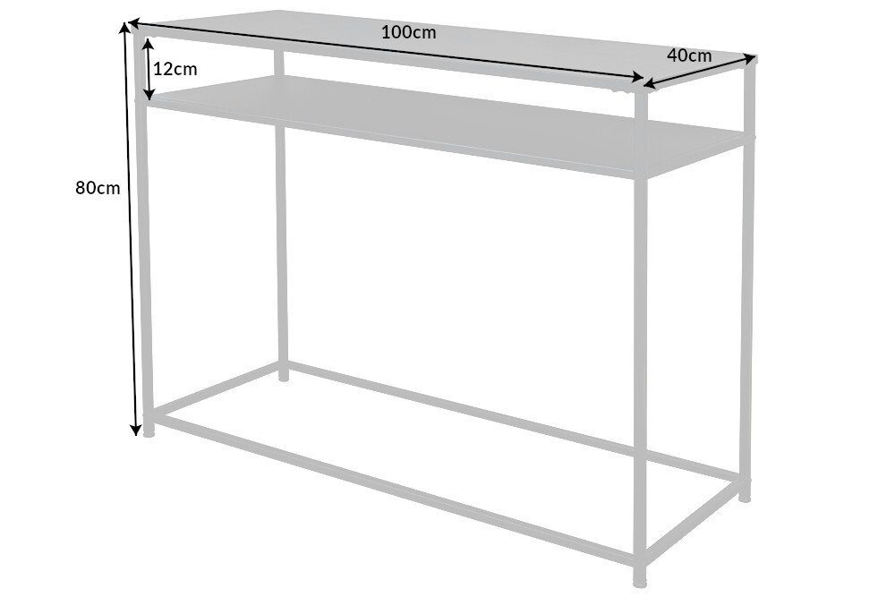 1-St), · · (Einzelartikel, schmal Ablage · 100cm · Metall Konsolentisch schwarz Wohnzimmer lackiert DURA STEEL mit · riess-ambiente Flurtisch