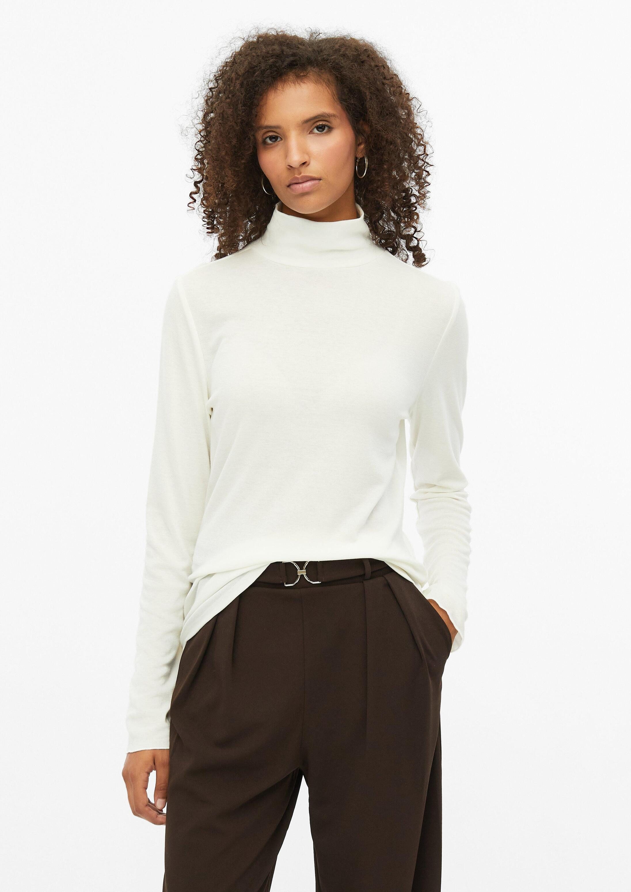 s.Oliver Langarmshirt T-Shirt Dünnes Rollkragenshirt aus Lyocell-Woll-mix