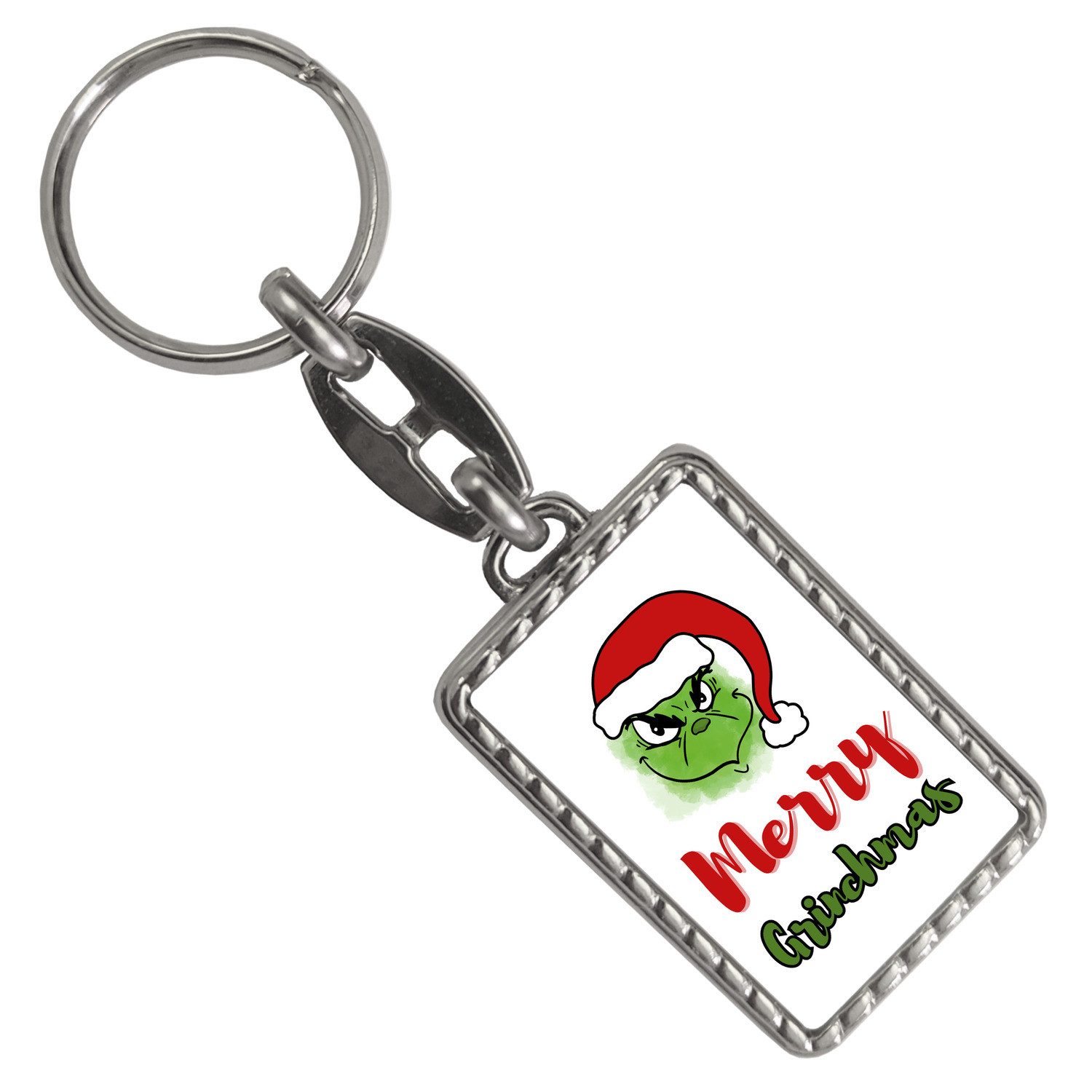 Schlüsselanhänger Merry Grinchmas Weihnachtsmuffel Schlüsselanhänger mit Bordüre