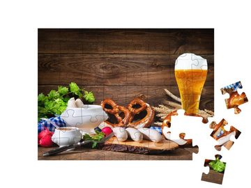 puzzleYOU Puzzle Typisch bayerisch: Weißwurstfrühstück mit Brezeln, 48 Puzzleteile, puzzleYOU-Kollektionen Küche, Essen und Trinken