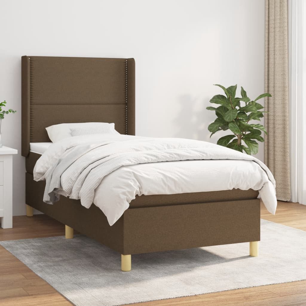 Vidaxl Boxspringbett Mit Matratze Dunkelbraun 100x200 Cm Stoff günstig online kaufen