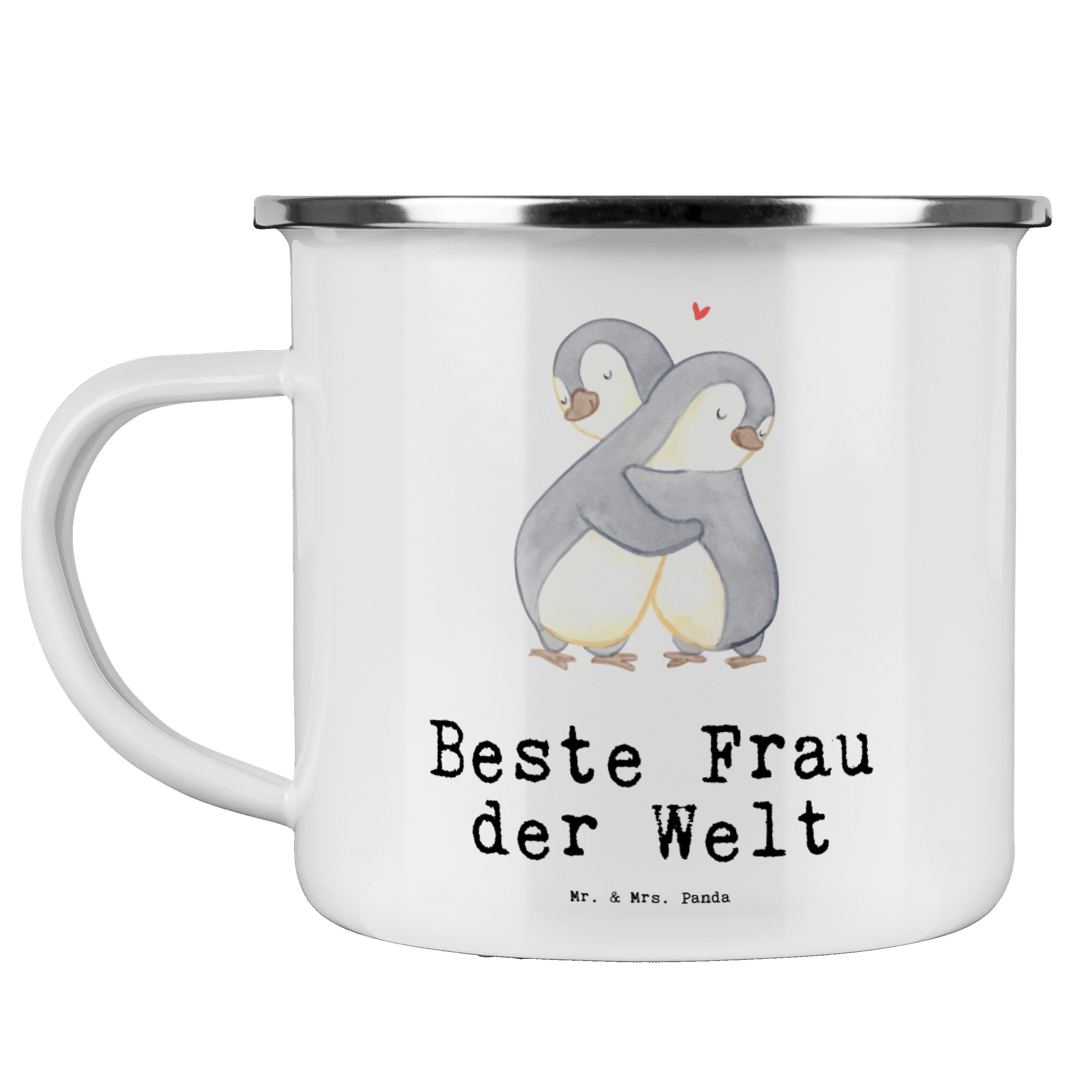 Beste der Mr. Geschenk, Weiß Panda Lebensgefährtin, Emaille Becher Gebur, Frau Welt - Pinguin & Mrs. -