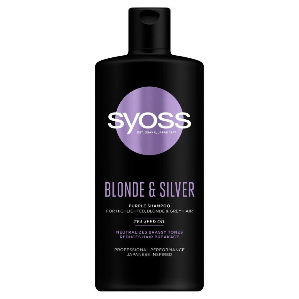 Syoss Haarshampoo Blond & Silber Shampoo neutralisiert Gelbtöne 440ml