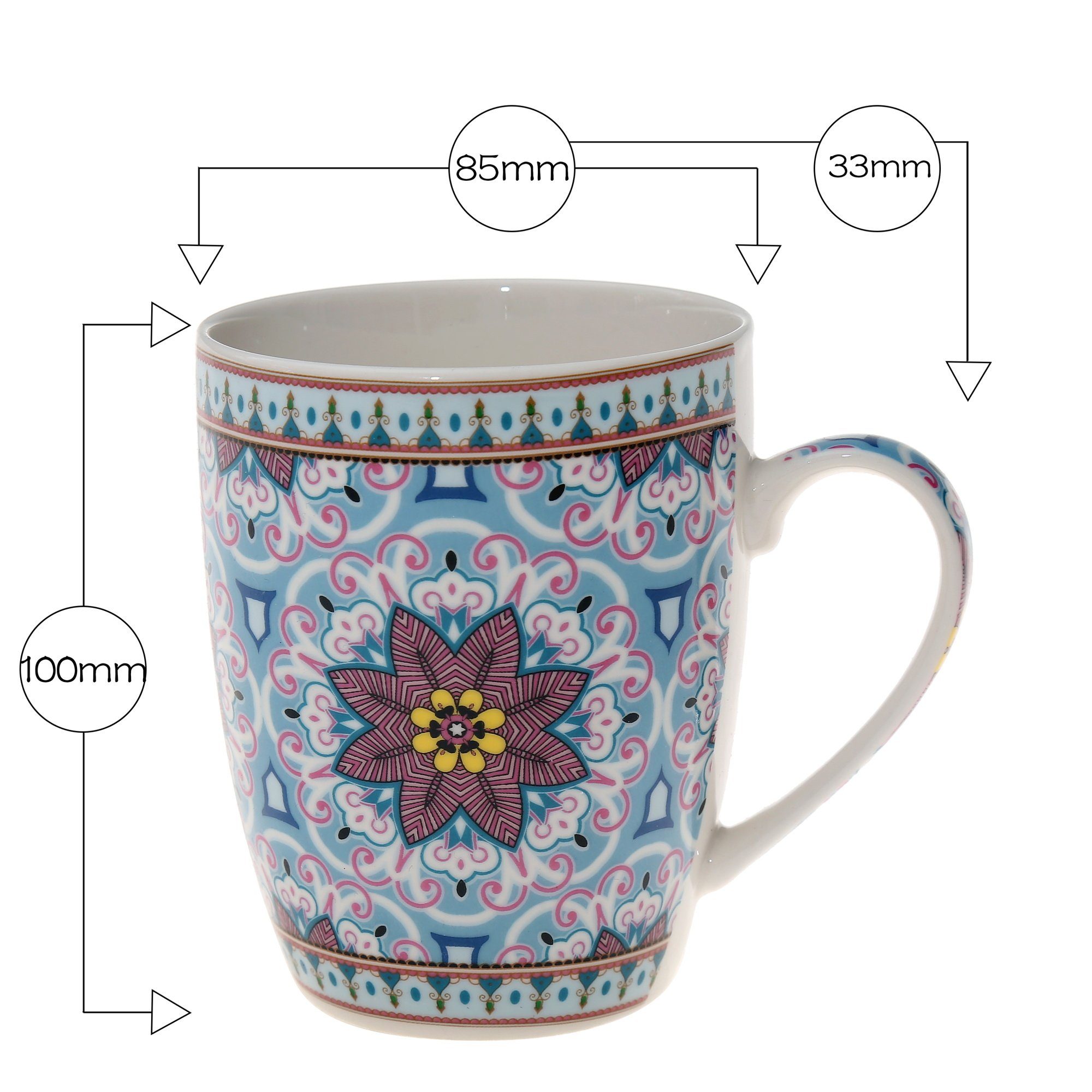 Flanacom Tasse Kaffeetasse Keramik 6 Keramik, Druck, im feiner Design Design - orientalisches Design Boho