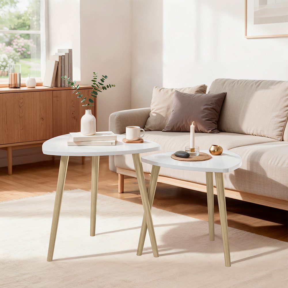 Vicco Couchtisch Twino, Weiß/Sonoma, 48 x 45 cm 2er Set (1-St)