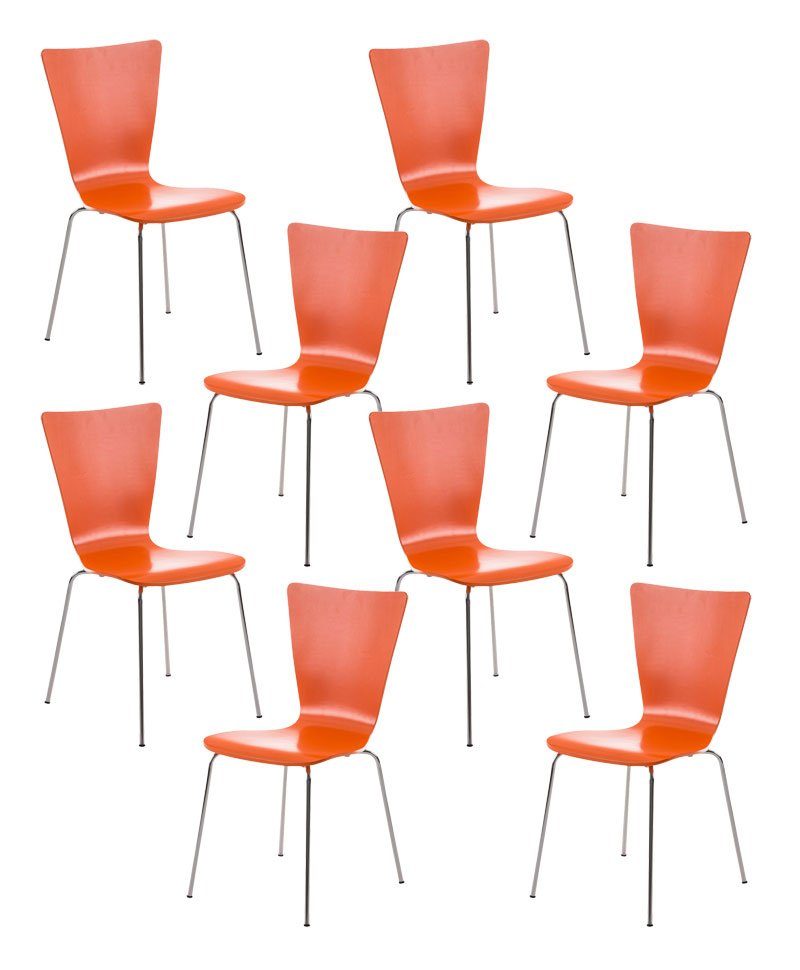 Set), Besucherstuhl orange CLP Holzsitz Metallgestell Aaron mit (8er und