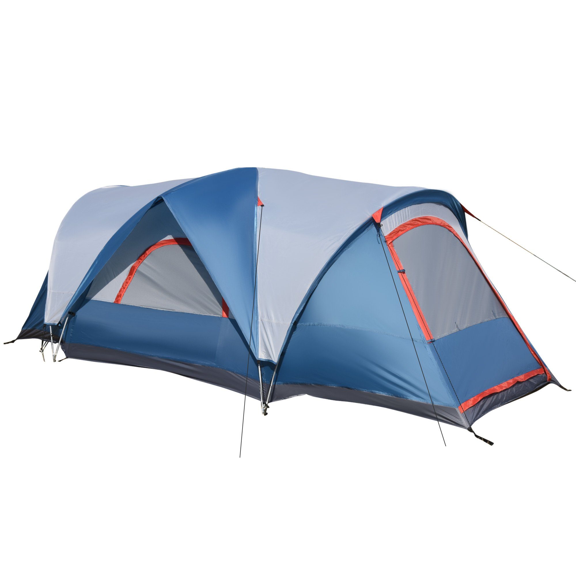 Outsunny Faltzelt Campingzelt für 4 Personen, Personen: 4 (Gruppenzelt mit Tragetasche, 45 tlg., Tunnelzelt), BxLxH: 207x475x150 cm