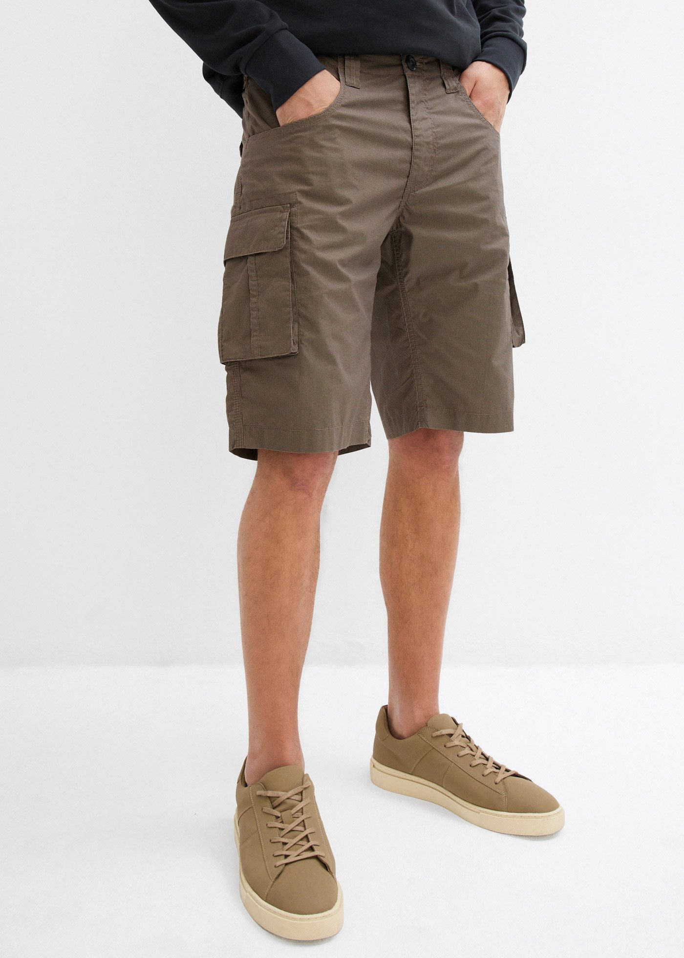bonprix Cargobermudas aus Baumwolle, Relaxed Fit, mit Minimalmuster, im Casual Stil