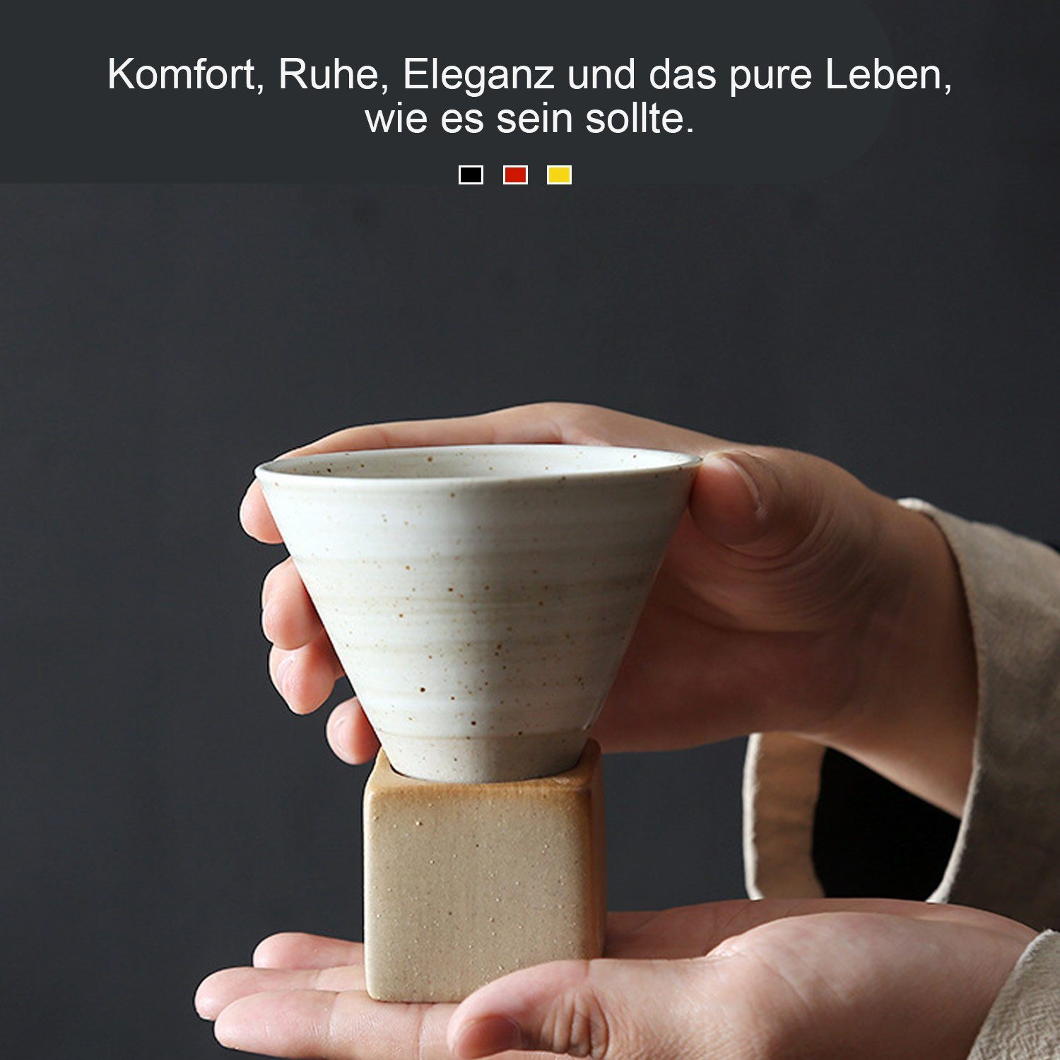 MAGICSHE Tasse Grobe keramische Kaffeetasse mit 200ml, Weiß Basis, Teetassen