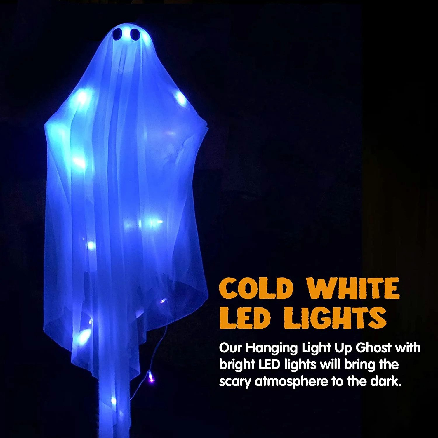 UE Stock Dekofigur 120cm leuchtendes Hängende Geister Deko mit gruseligem LED-Licht, für eine gespenstische Atmosphäre