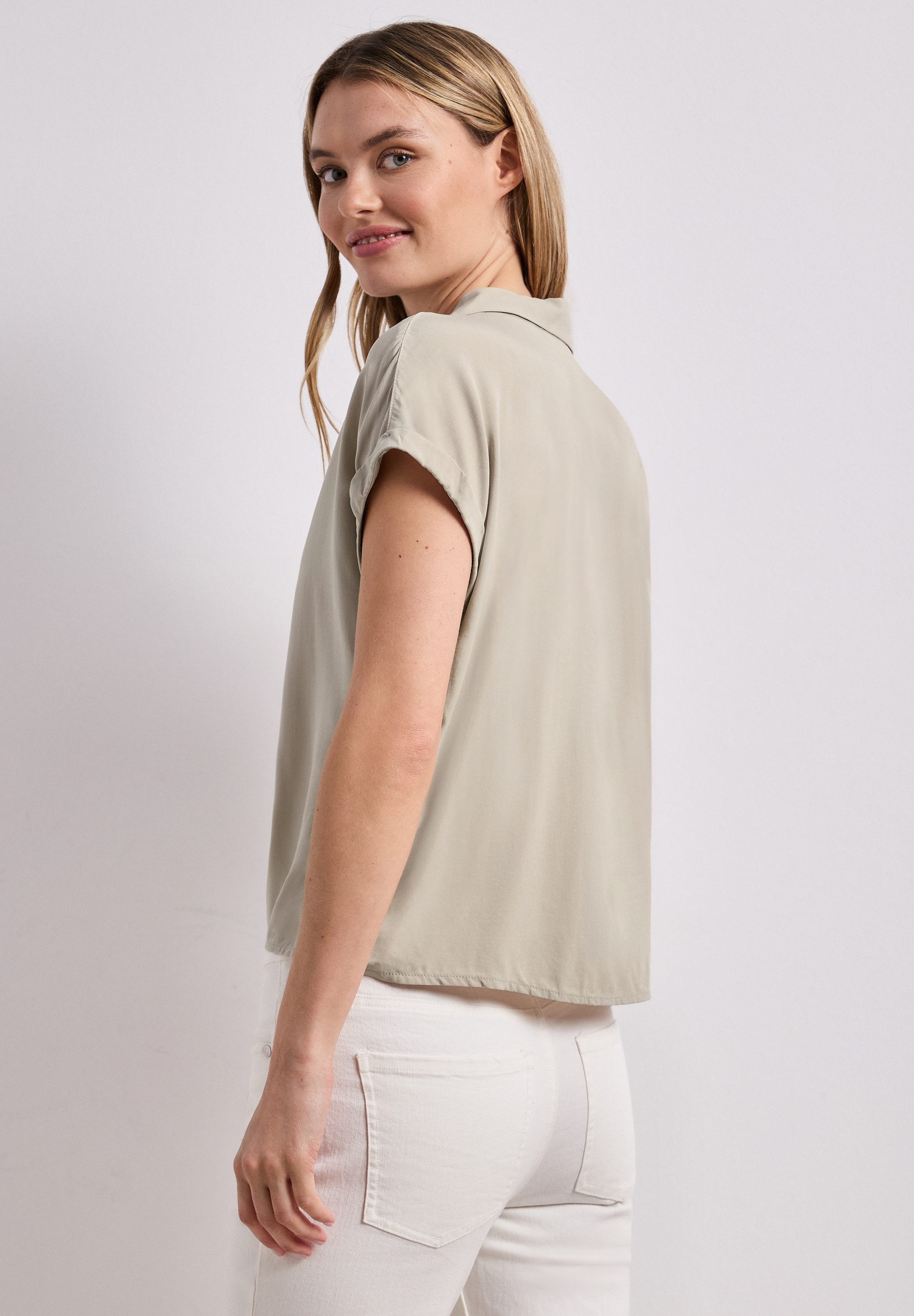 STREET ONE Hemdbluse mit Knoten am Saum