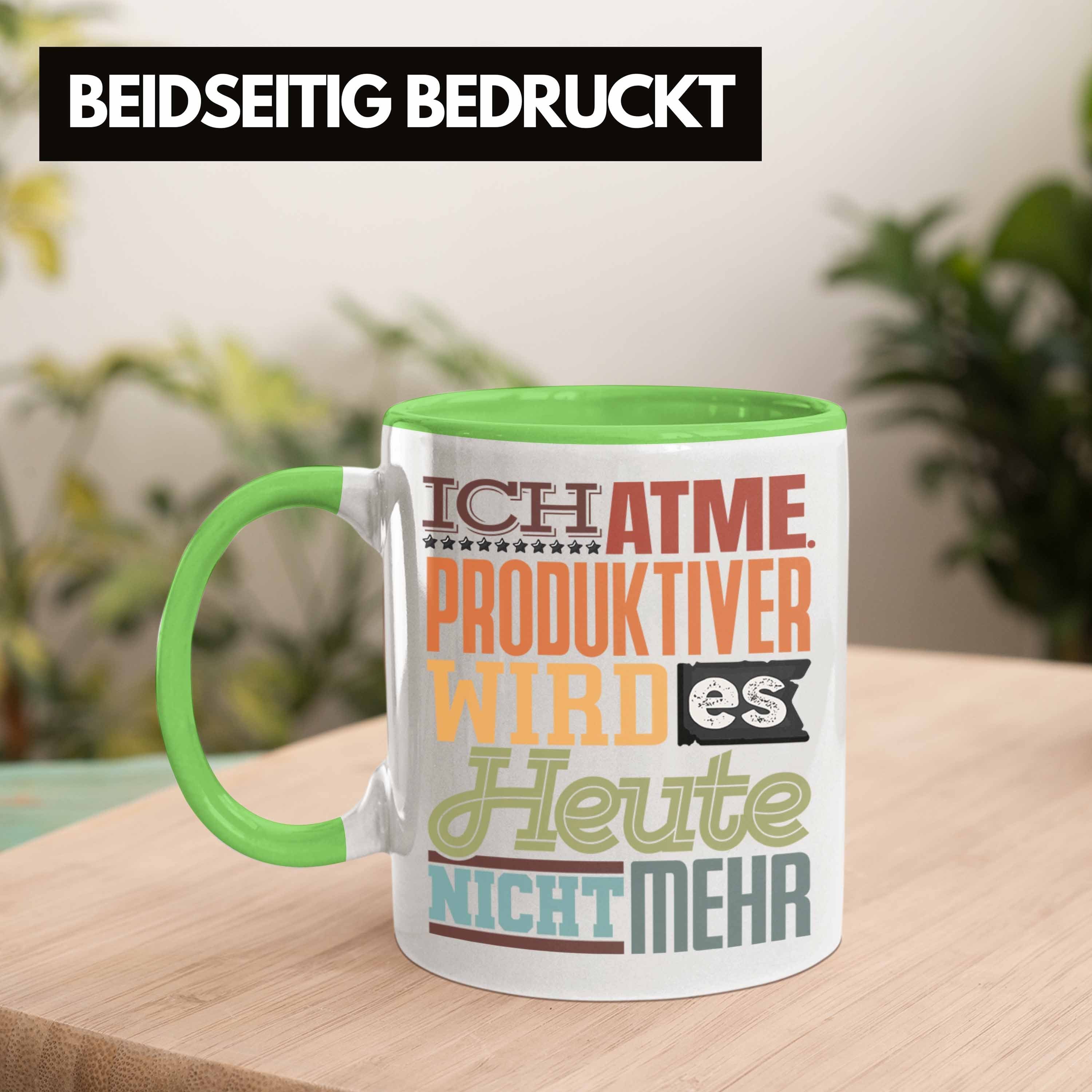 Mehr Nicht Kollegin Geschenk Produktiver Wird Trendation Tasse Ich Atme Grün Heute Es Tasse