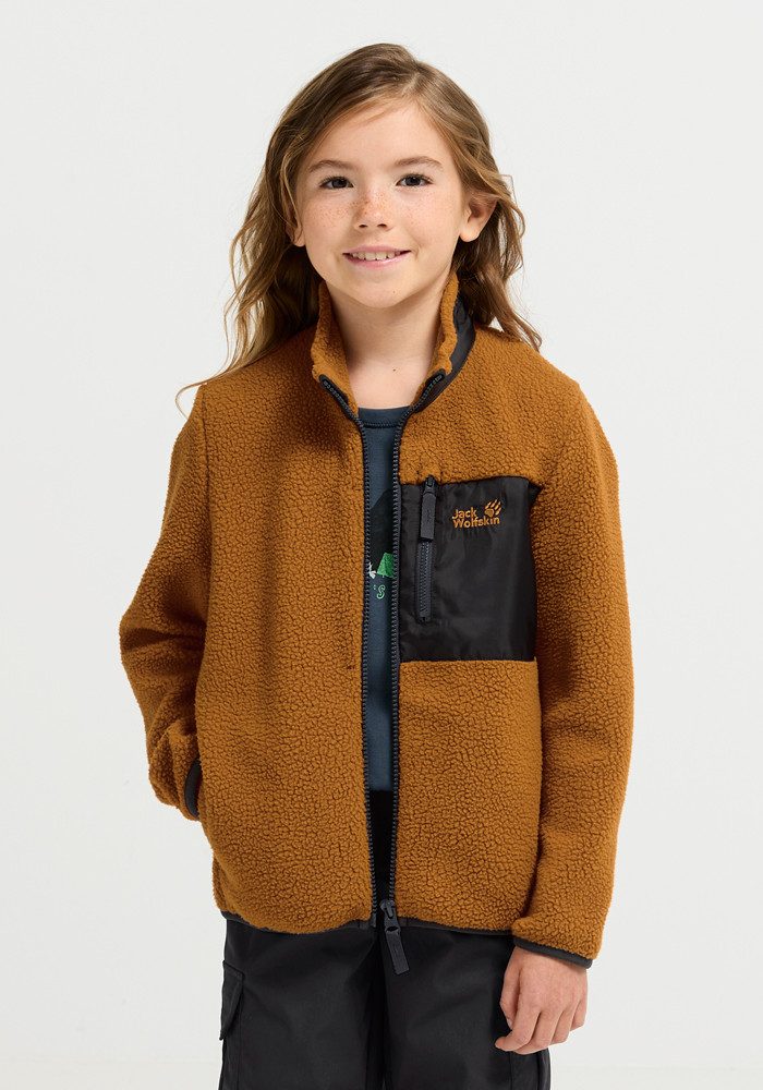 Jack Wolfskin Fleecejacke LITE CURL FZ K atmungsaktiv, Übergangsjacke, aufgesetzte Brusttasche mit Zipper