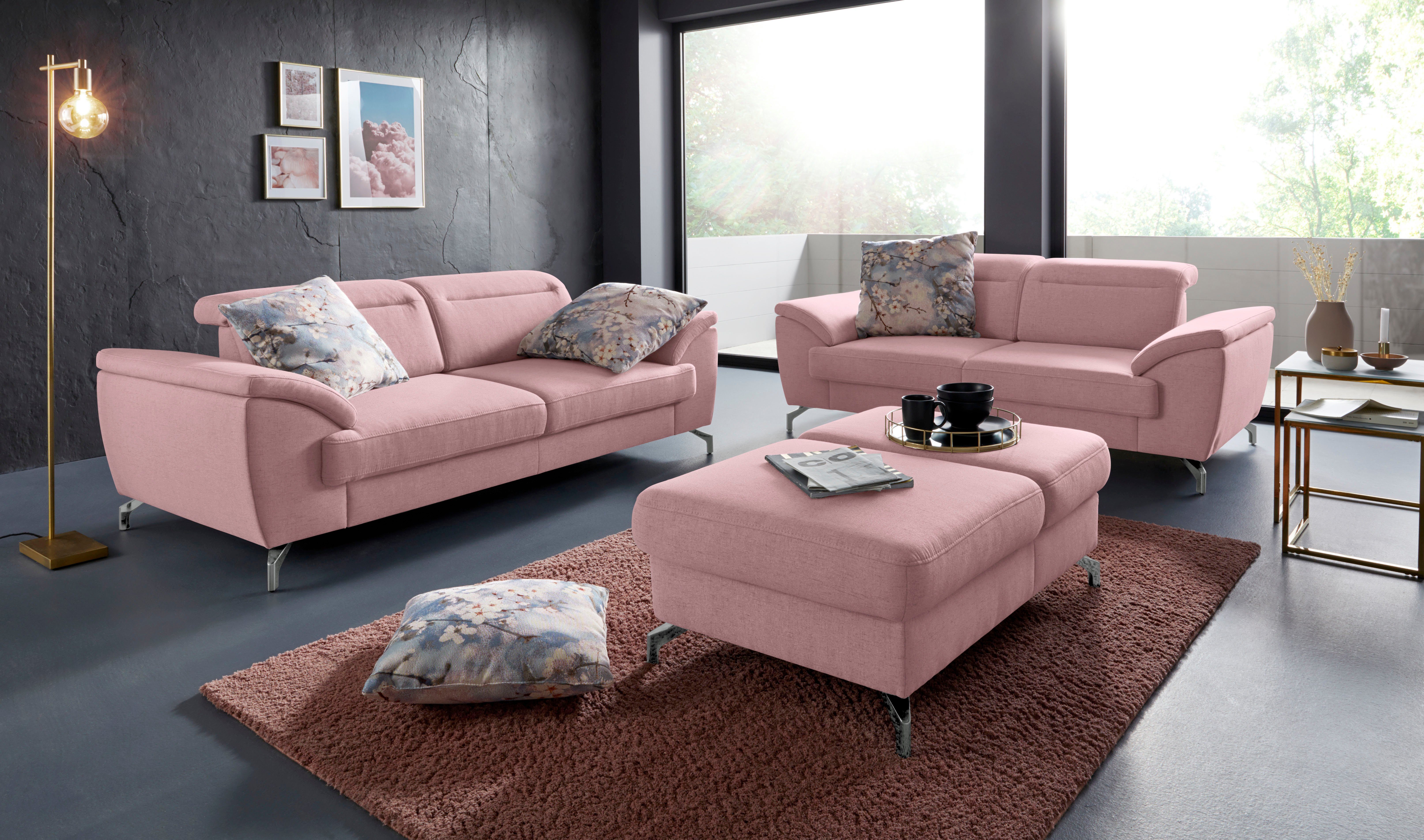 sit&more 2-Sitzer Percy, 12 cm Fußhöhe, Sitztiefenverstellung, wahlweise Kopfteilverstellung