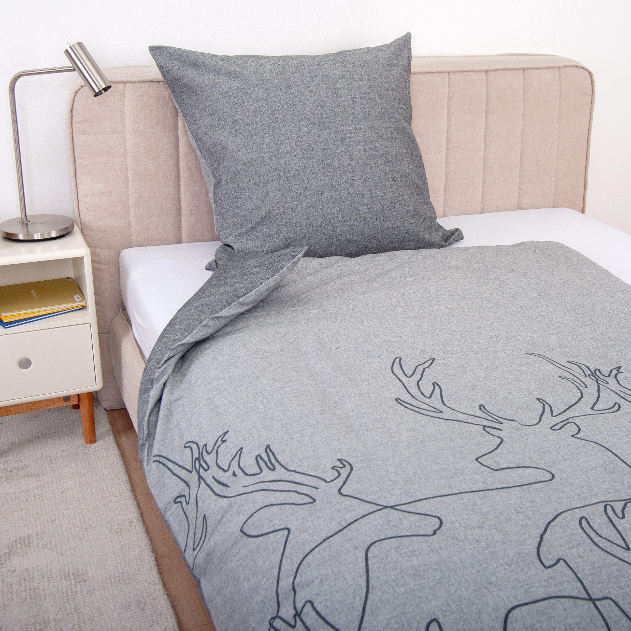 TOM TAILOR HOME Wendebettwäsche Lennart in Gr. 135x200, 155x220 oder 200x200 cm, ideal für Weihnachten, Flanell, 2 teilig, Flanell kuschelig warm im Winter, Wei – Bild 2 von 5