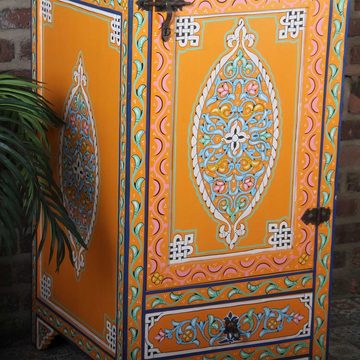 Casa Moro Garderobenschrank Marokkanischer handgefertigter Kleiderschrank Lamis (Kunsthandwerk aus Marokko) handbemalter Holzschrank bunt