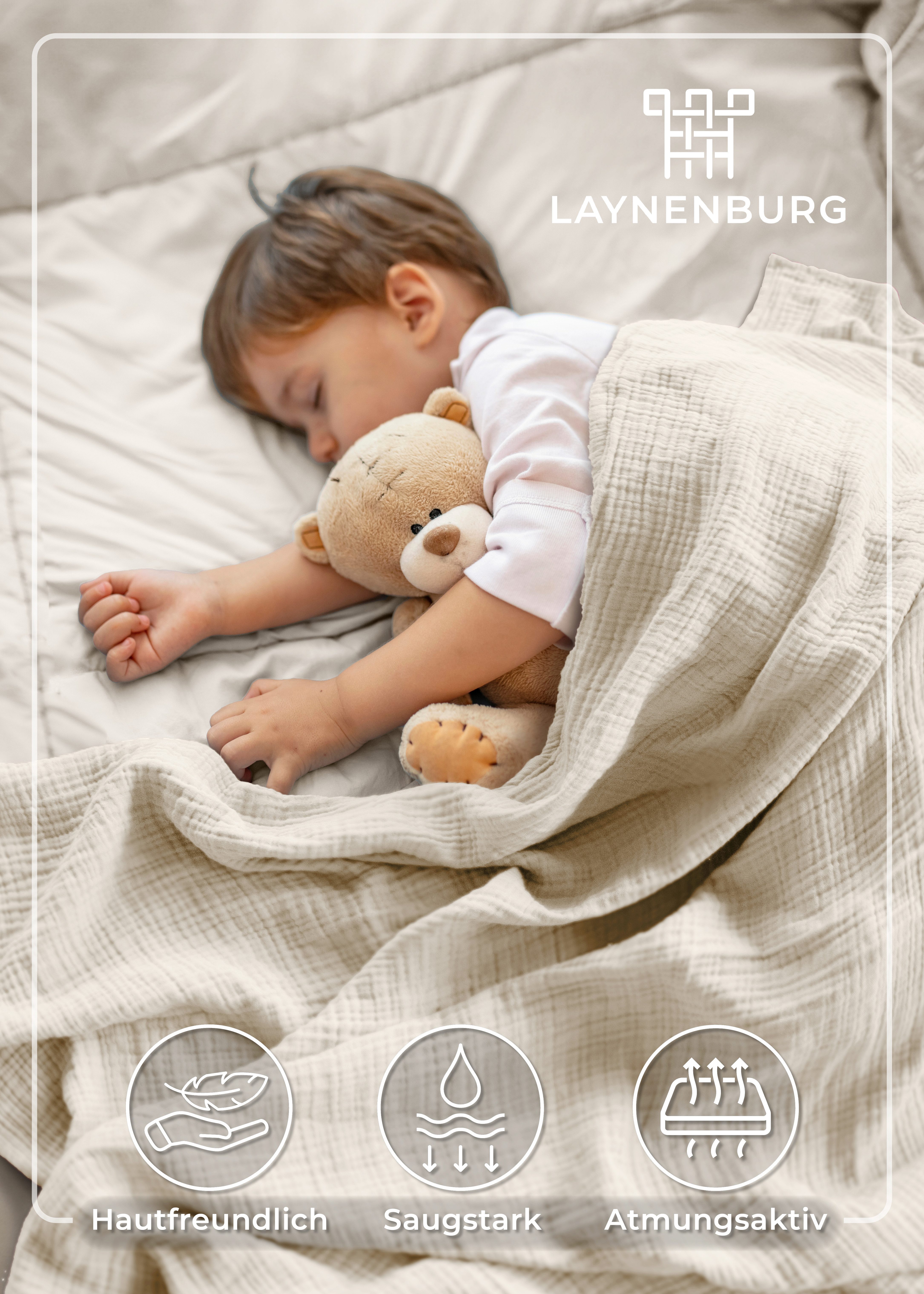 Babydecke Premium Musselin Babydecke 4-lagige Decke aus 100% Baumwolle, Lay günstig online kaufen