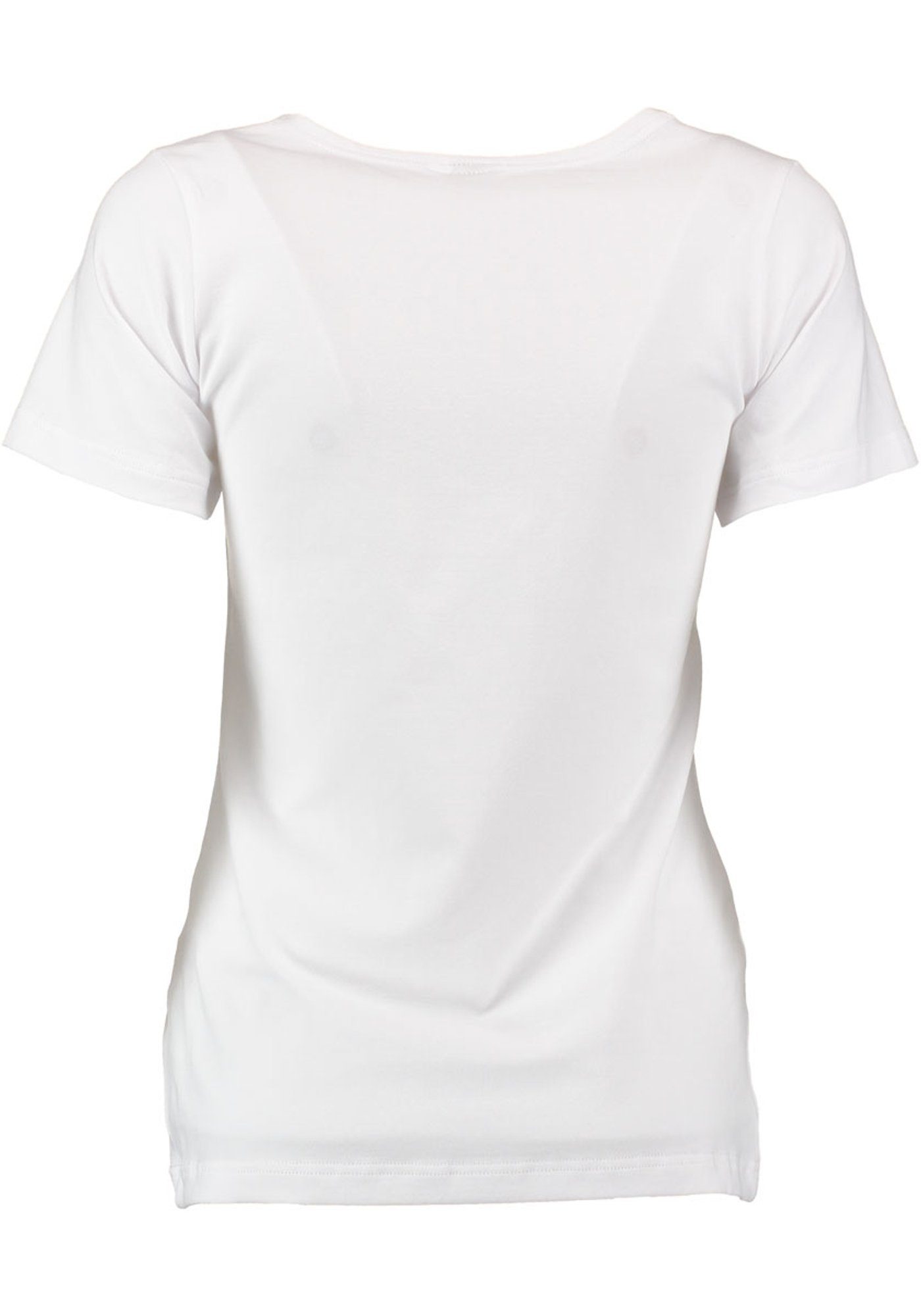 OS-Trachten Trachtenshirt Awewa Kurzarmshirt Vorderteil Damen dem weiß Bügelmotiv mit auf