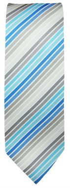 Paul Malone Krawatte moderne Kontrastknoten Krawatte mit Einstecktuch gestreift (Set, 2-St) türkis grau blau P6