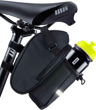 AARON Satteltasche Fahrrad Satteltasche mit Flaschenhalter, wasserabweisend mit Reflektor