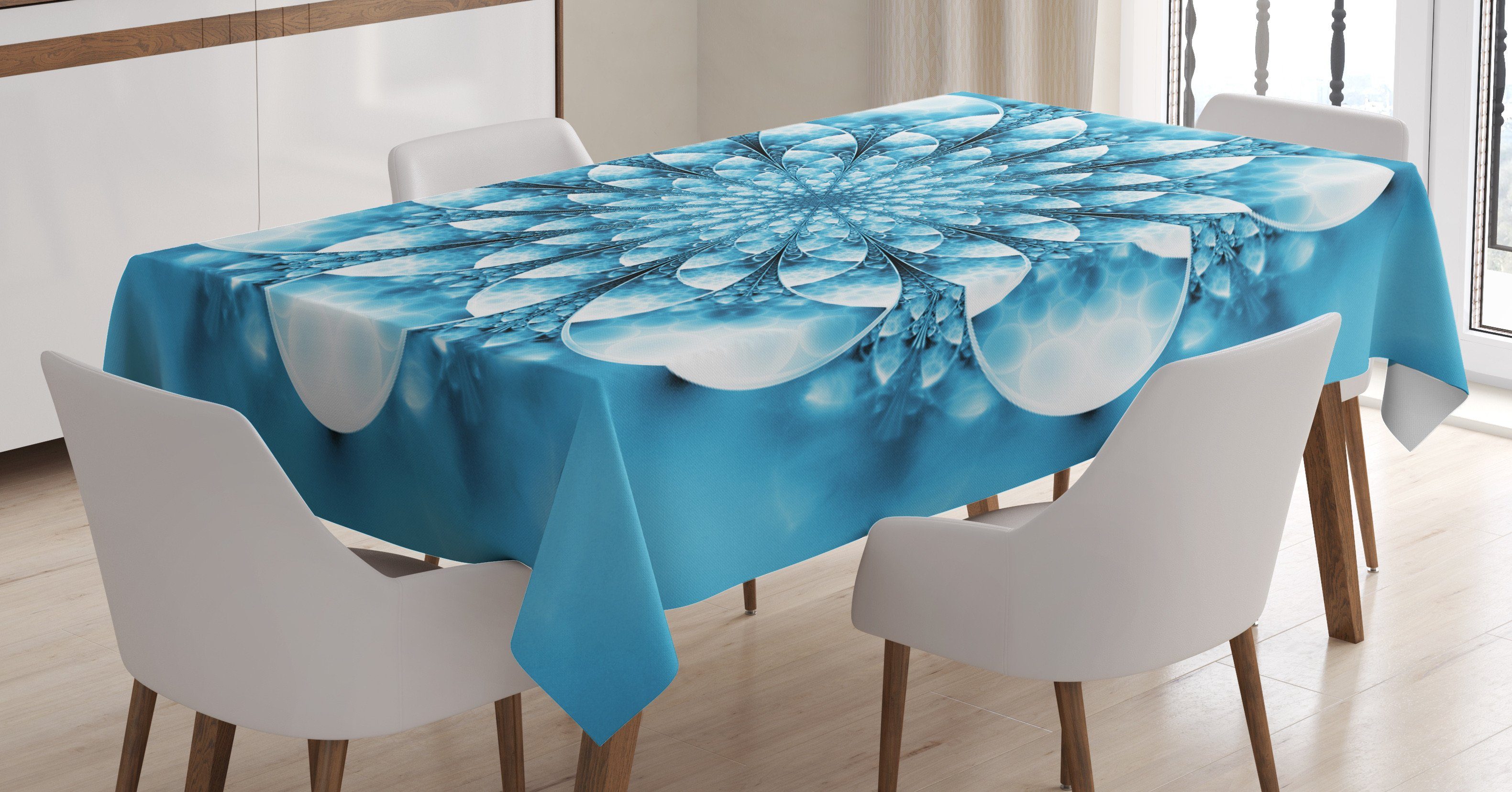 Abakuhaus Tischdecke Farbfest Waschbar Für den Außen Bereich geeignet Klare Farben, Blauer Mandala Abstrakt Exotische Blumen | Tischdecken