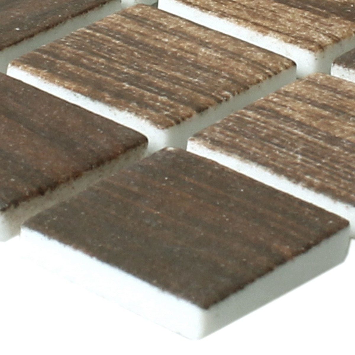 Mosafil Mosaikfliesen Muster von Mosaikfliesen Glas Valetta Holzstruktur, Glas 10.000x10.000, braun-dunkelbraun, Eco Glas - Verlegefertig auf ein Netz geklebt - Frostsicher -