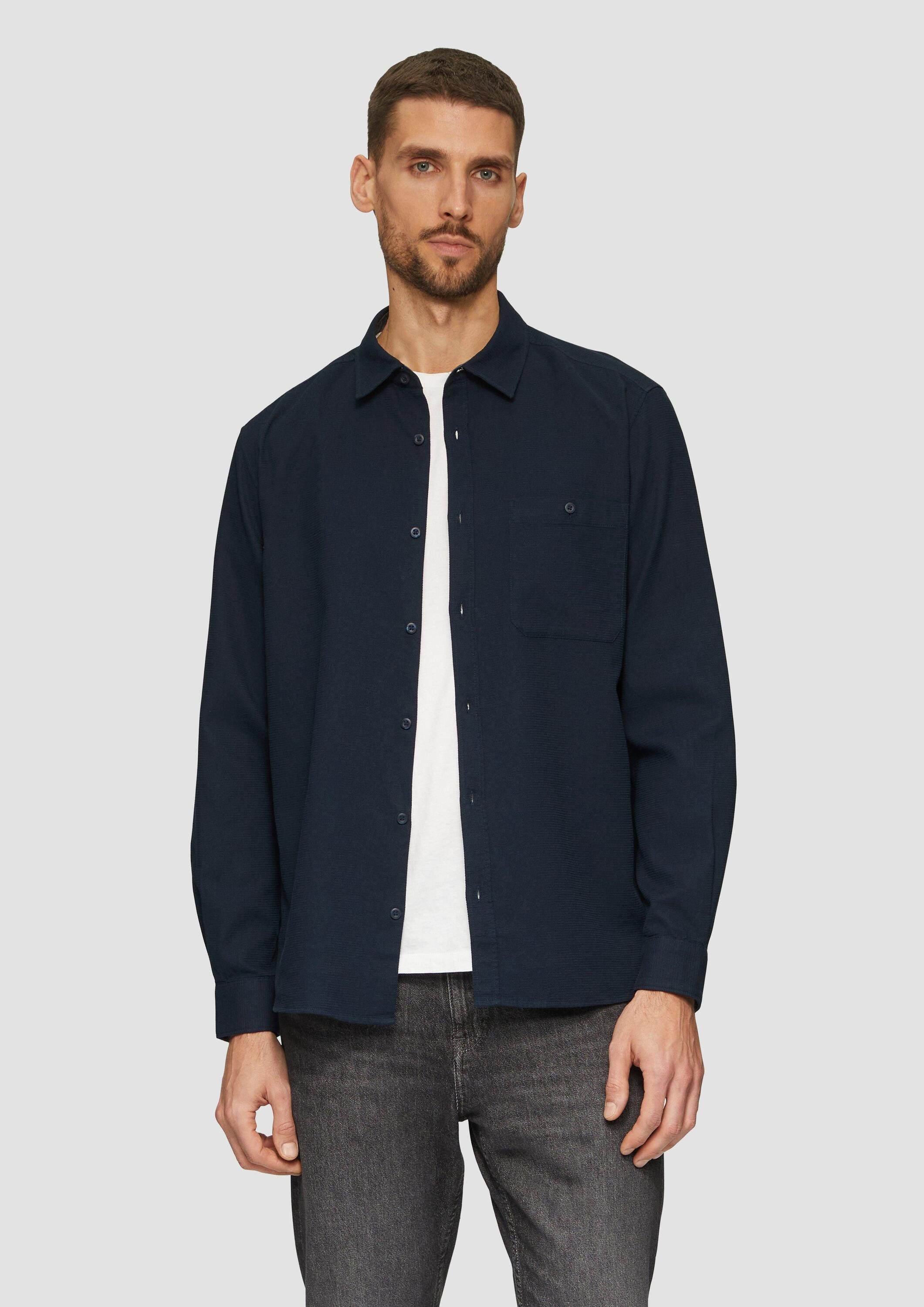 s.Oliver Langarmhemd Hemd Regular Fit: Strukturiertes Baumwollhemd mit Brus günstig online kaufen