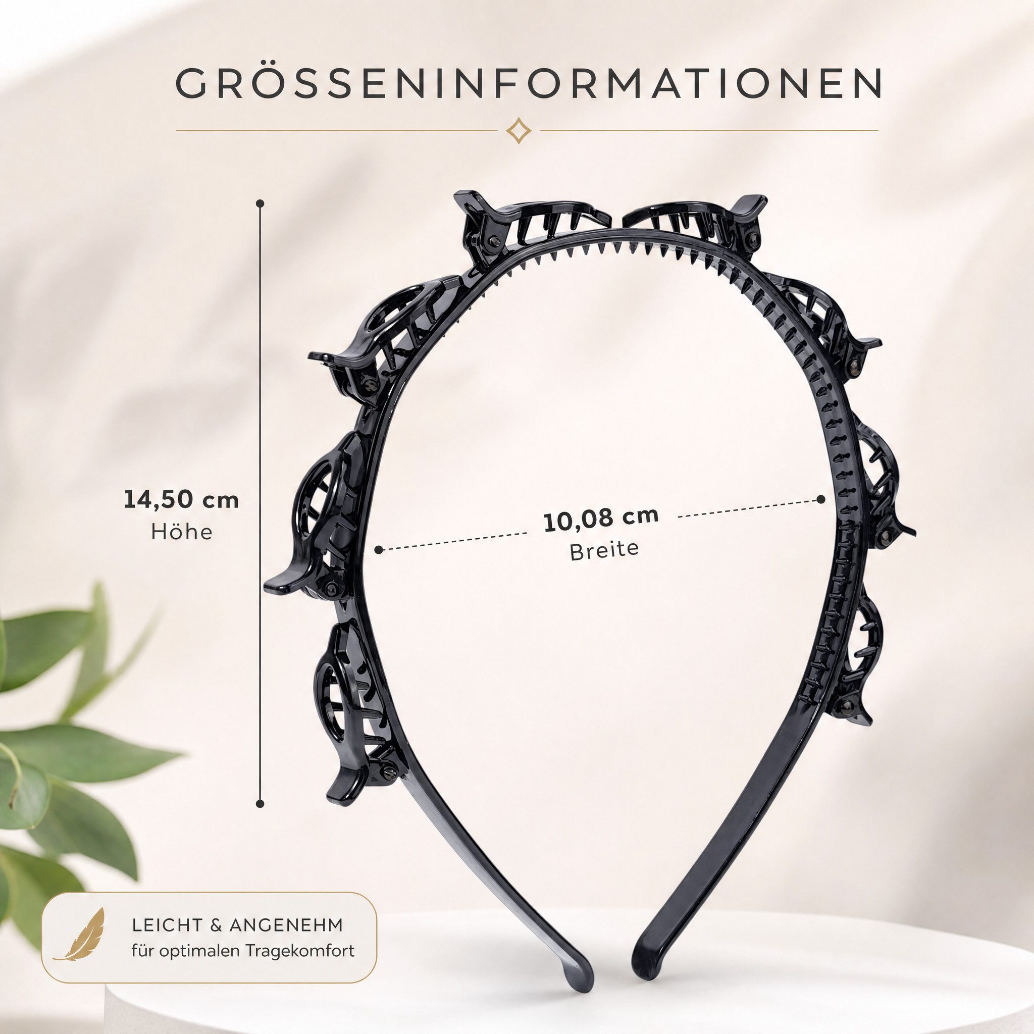 Dilara Haarreif 2 Stück Haarreifen mit Klammern und Zacken für Damen, Kinder & Mädchen, 2-tlg., Perfekter Halt ohne Verrutschen – stylisch & alltagstauglich