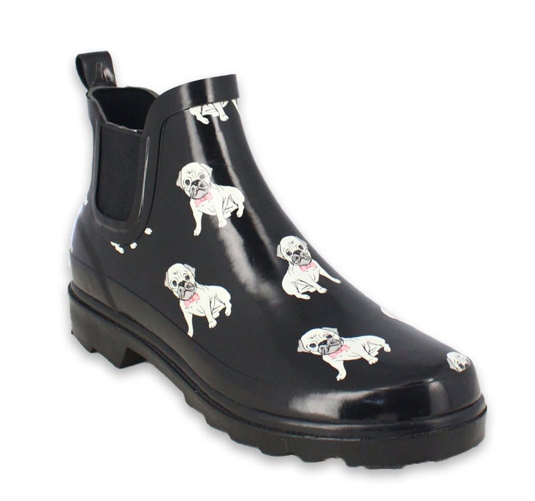 Beck Damen Chelsea Gummistiefel Möpse Gummistiefel wasserdicht und bequem