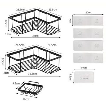 Cbei Duschablage Badezimmer Organizer Duschablage ohne Bohren, Duschkorb in schwarz, Eingedicktes Material, 3 Stück Duschkorb für Bad Küche