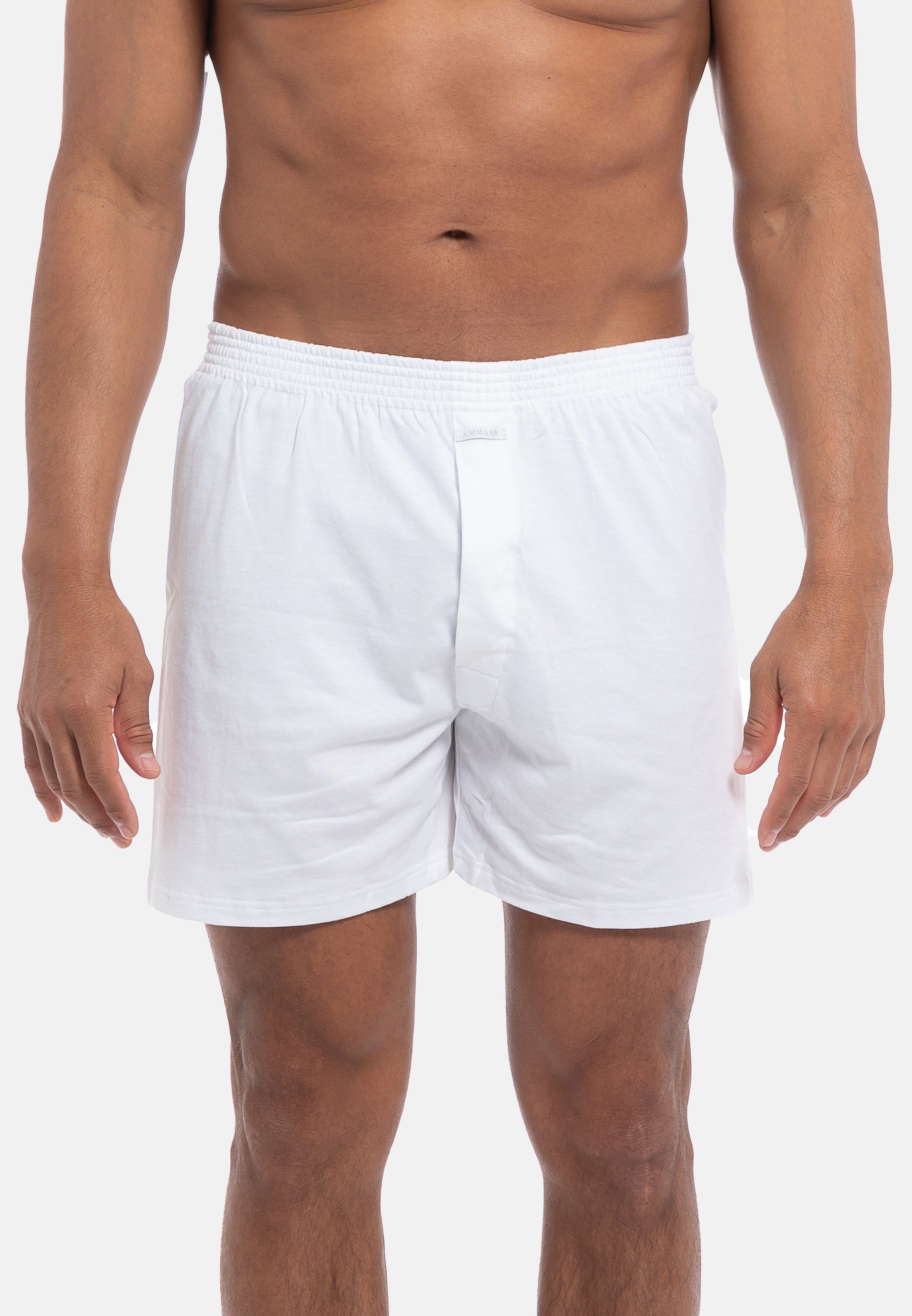 - Weiß 3er (Spar-Set, Schnitt - Baumwolle - Basic Shorts lockerem Mit Ammann mit Boxershort Boxershorts 3-St) Eingriff Pack