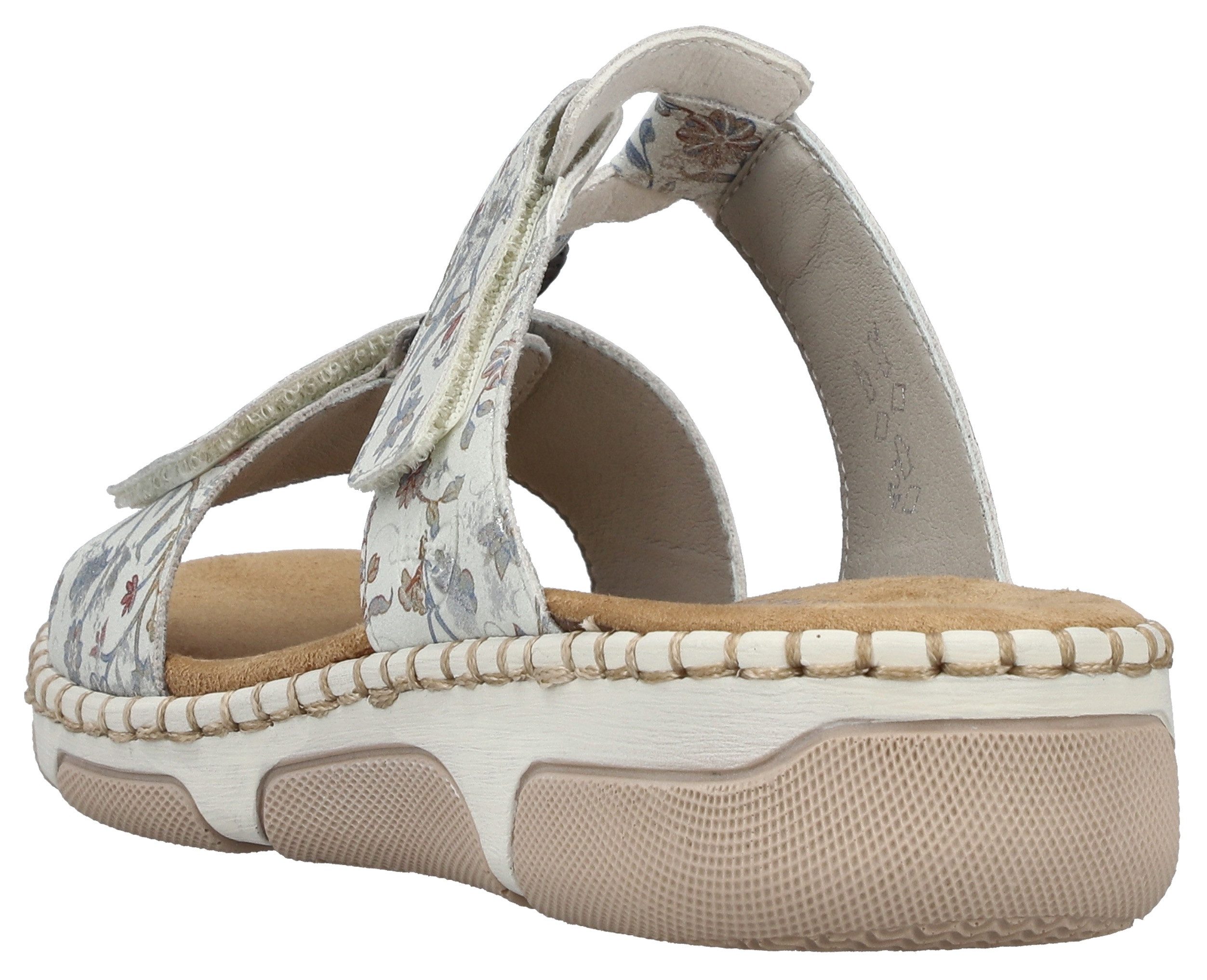 Rieker Pantolette Sommerschuh, Urlaubsschuh, Strandschuh mit floralem Muster