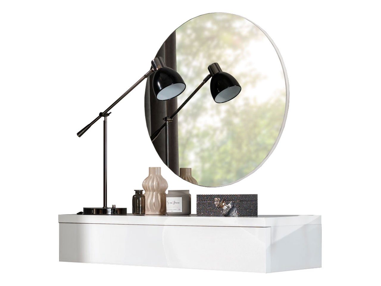 MIRJAN24 Schminktisch Navene (mit Spiegel), Kugelgleitschienen mit Dämpfung