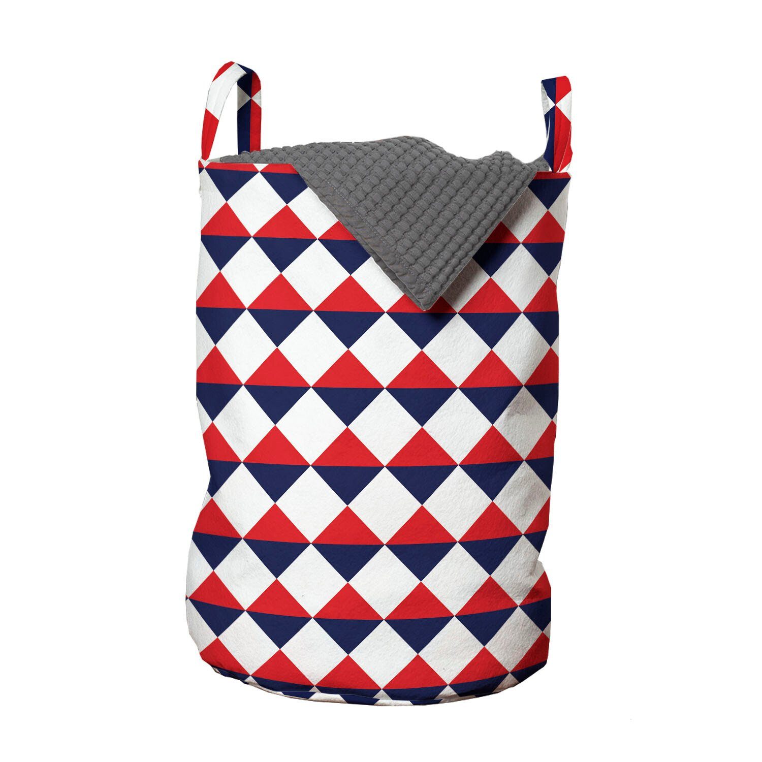 Abakuhaus Wäschesäckchen Wäschekorb mit Griffen für Kordelzugverschluss Americana Halb Triangles Rote Waschsalons