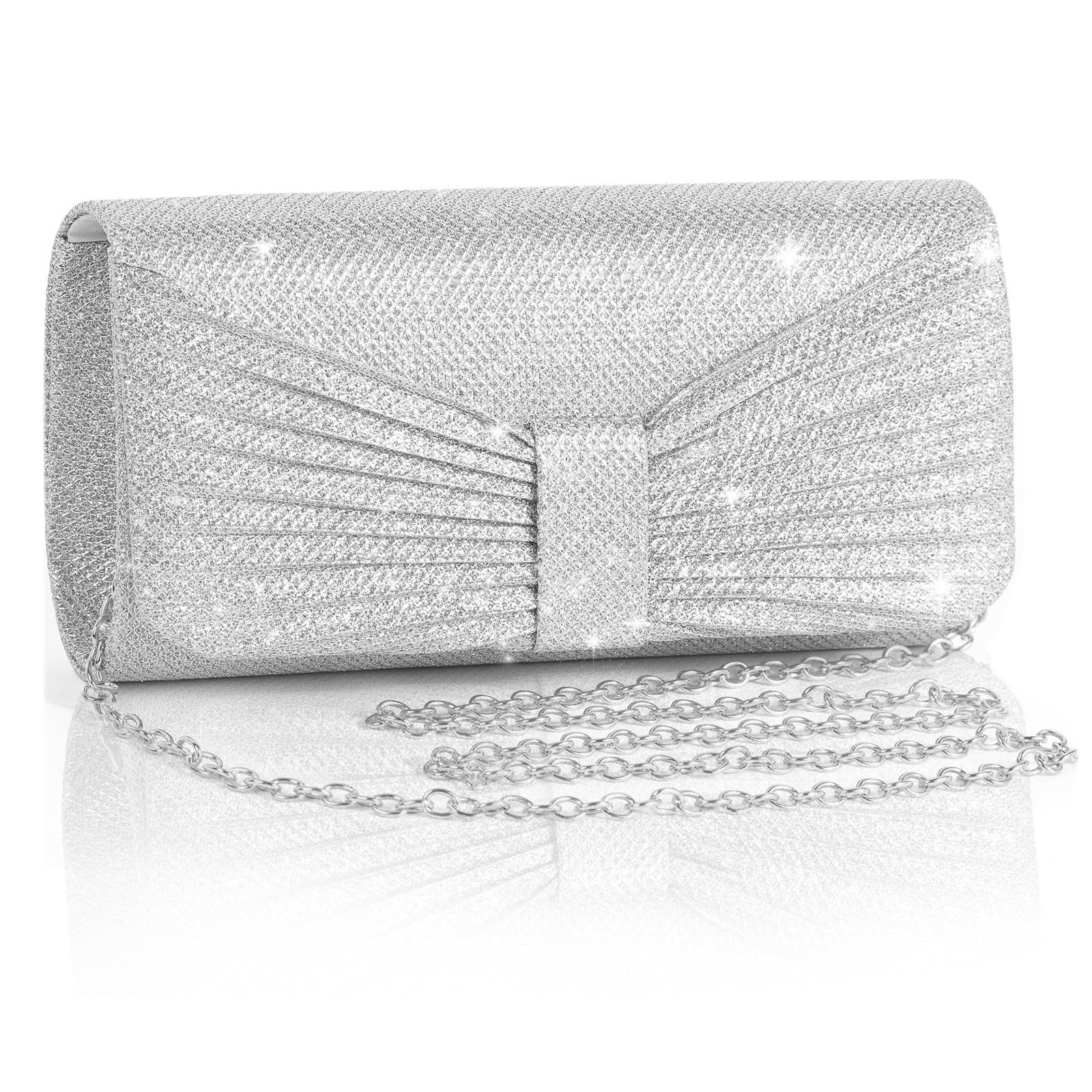 Zaewry Abendtasche Damen-Abendtasche, Handtasche für Hochzeit und Party, glänzende Abendtasche, Damen-Umhängetasche mit Kette