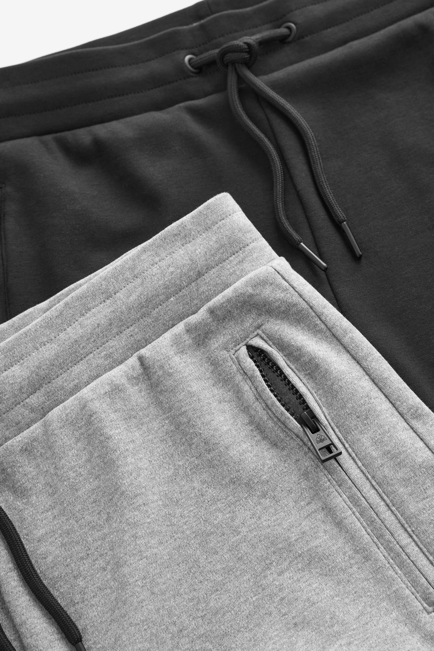 Jersey-Shorts Next mit (2-tlg) Sweatshorts Reißverschlusstasche, Zweierpack