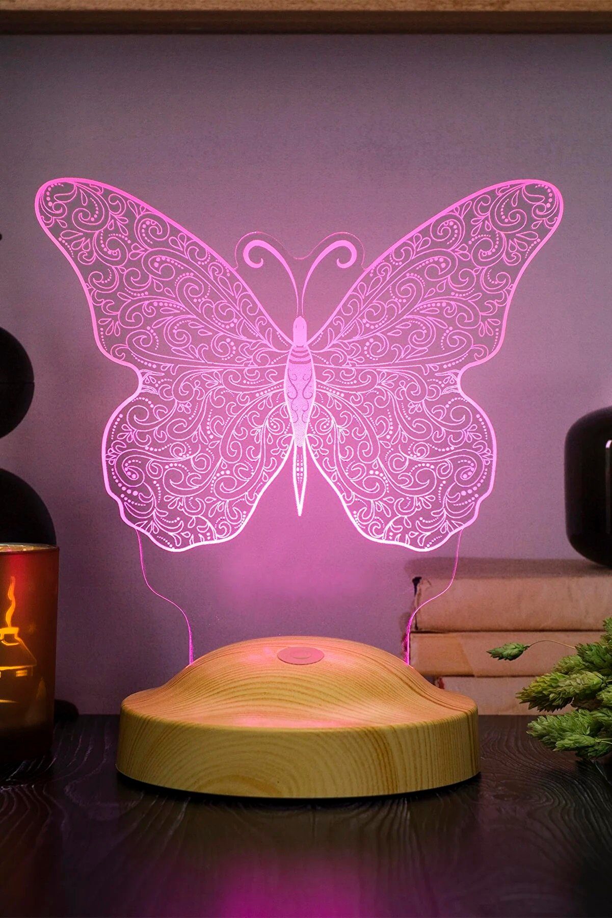 Geschenkelampe LED Nachttischlampe Schmetterling Butterfly 3D Gravur Nachtlicht Geburtstagsgeschenk, Leuchte 7 Farben fest integriert, Geburtstagsgeschenk für Mädchen, Tochter