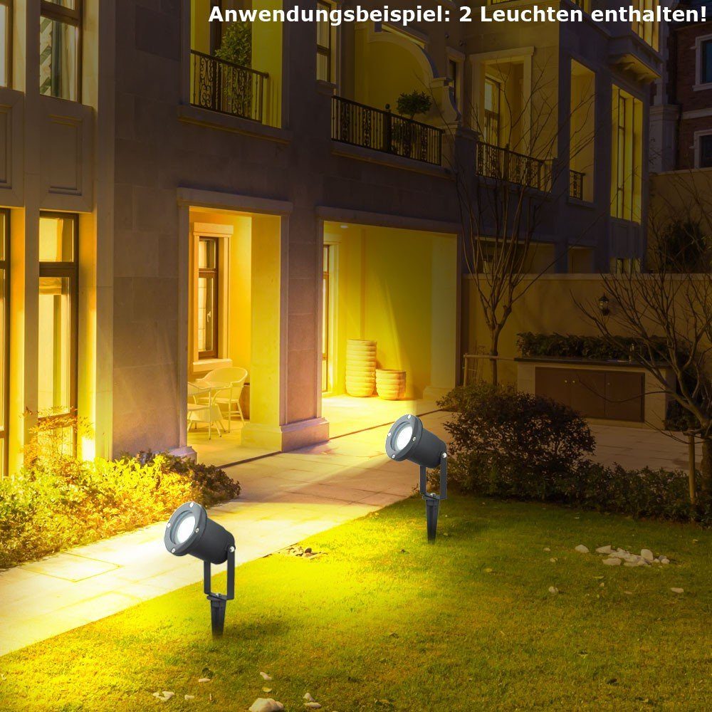 etc-shop Gartenstrahler, Leuchtmittel nicht inklusive, 2er Set Design Außen Steck Leuchten Erdspieß Hof Eingangs
