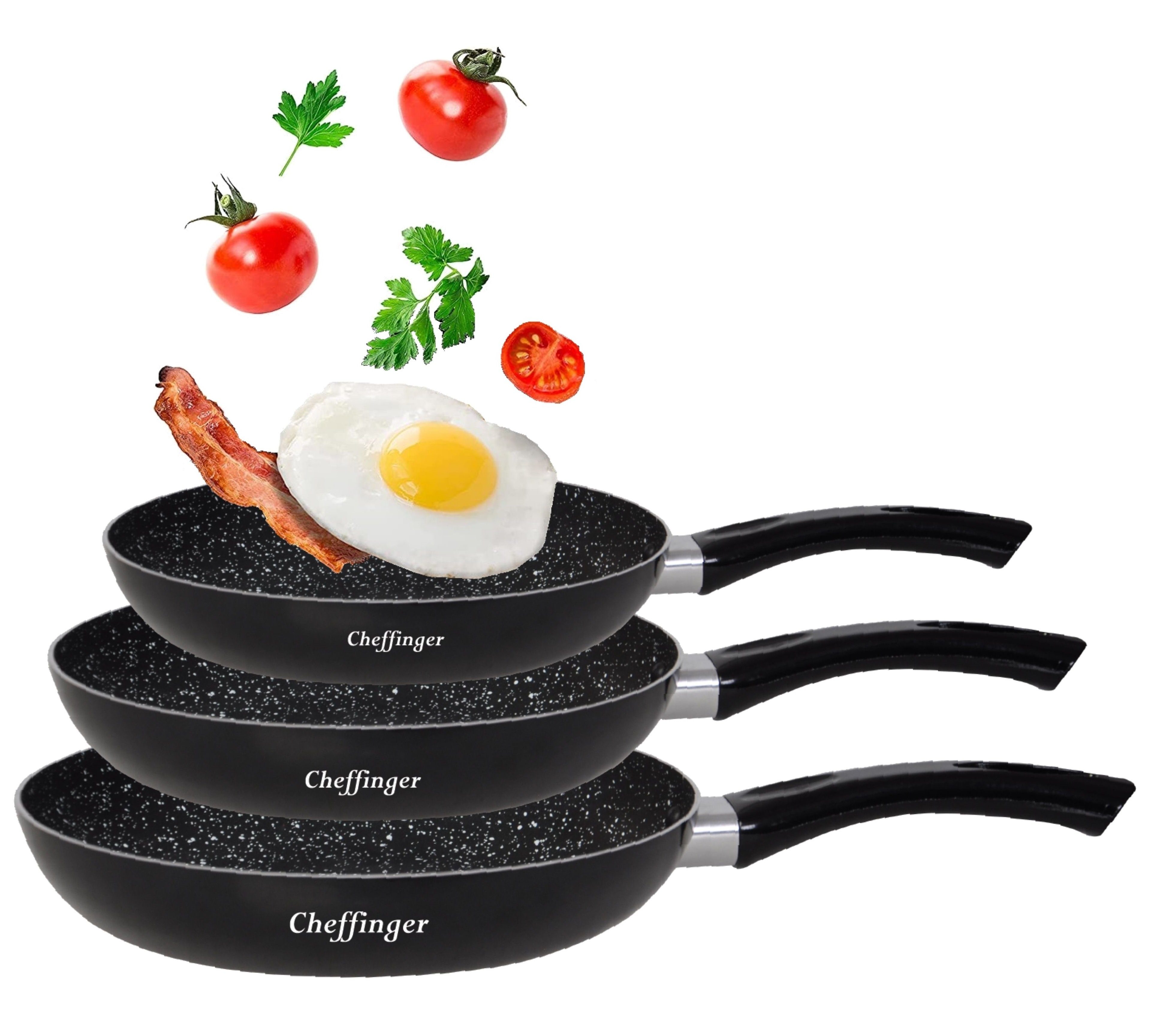 Cheffinger Pfannen-Set Bratpfanne Pfannen Set 3-tlg beschichtet Induktion Cheffinger CF-PA03, Aluminium
