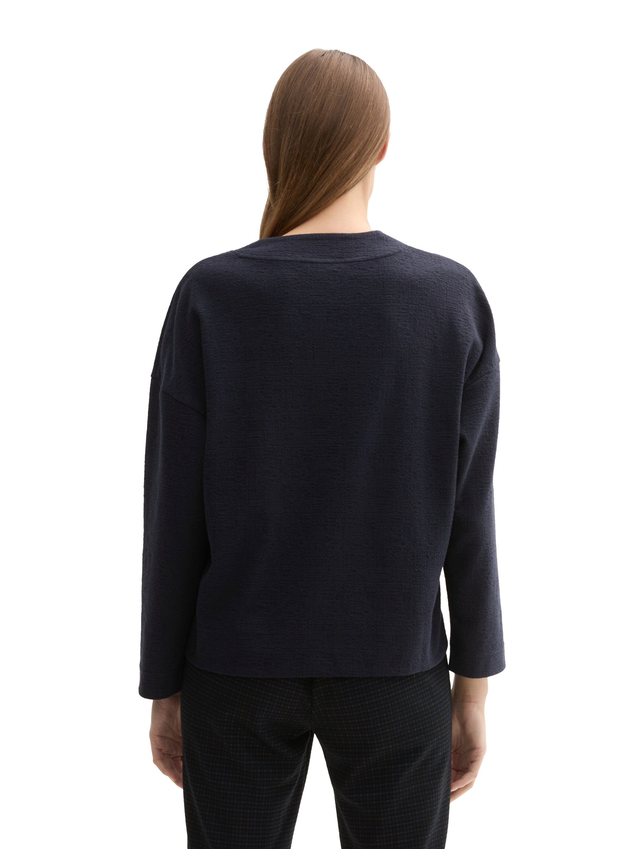 TOM TAILOR Sweatshirt mit Struktur und V-Ausschnitt
