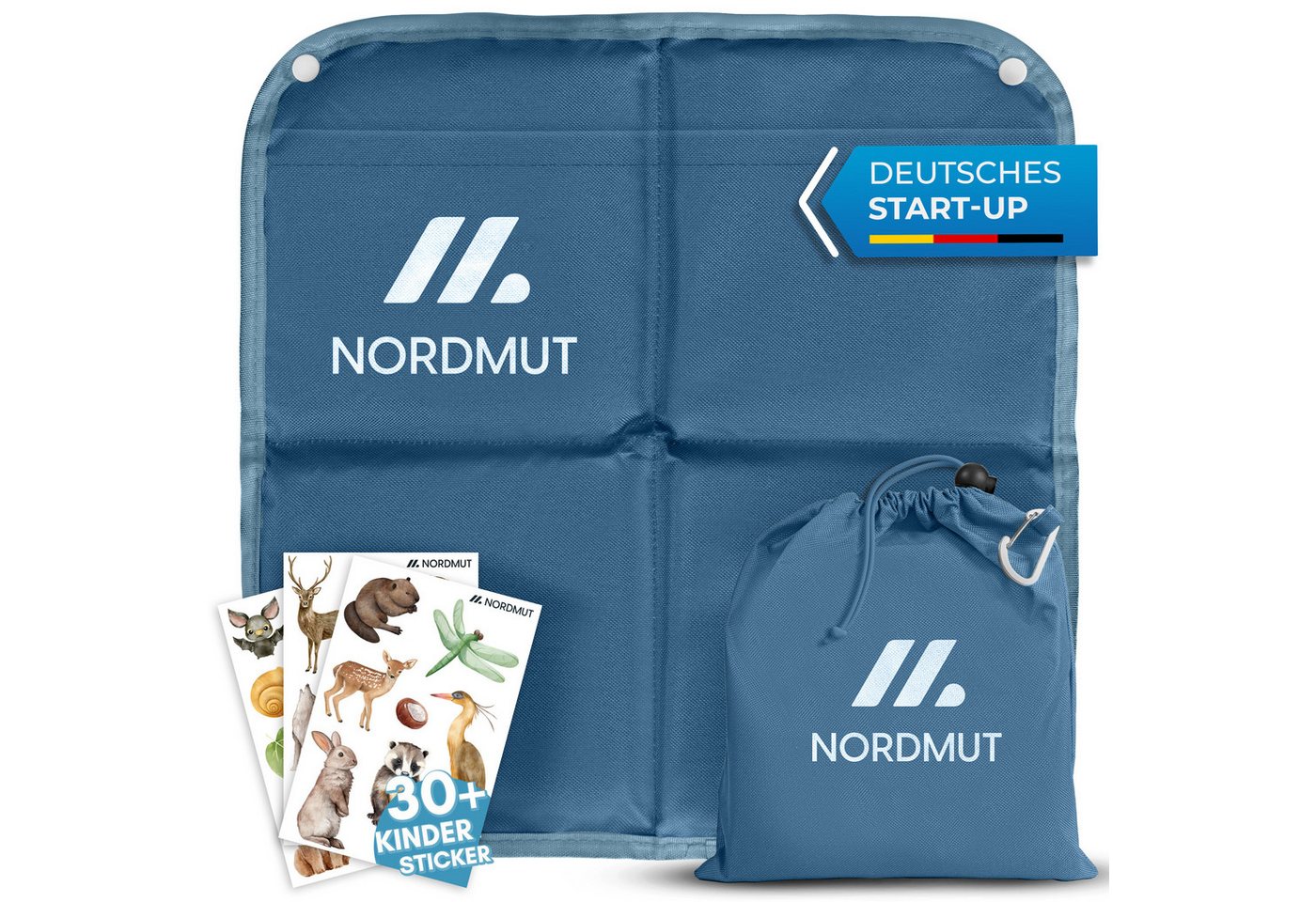 Nordmut Thermositzkissen Sitzkissen Outdoor Kinder, faltbar wetterfest, Camping, Kindergarten, Spar-Set, 1-tlg., Nordmut Ylläs + Transportbeutel + Karabiner, isolierend, wasserabweisend, ultraleicht, rutschfest, Karabinerhaken