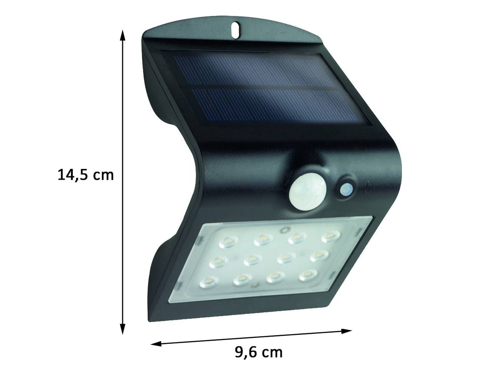 REV Außen-Wandleuchte, Bewegungsmelder, mit Haus-wand, Solarlicht für Solarleuchte Schwarz LED Neutralweiß, Bewegungsmelder, integriert, fest