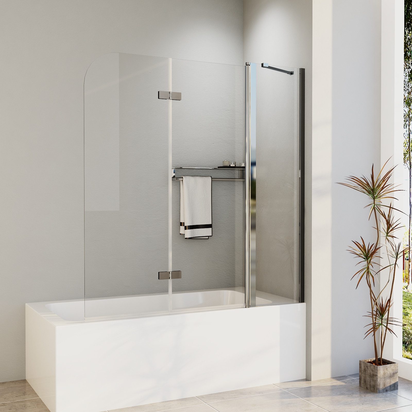 Hopibath Duschwand Badewanne faltbar Badewannenaufsatz 3 teilig Klarglas, b günstig online kaufen