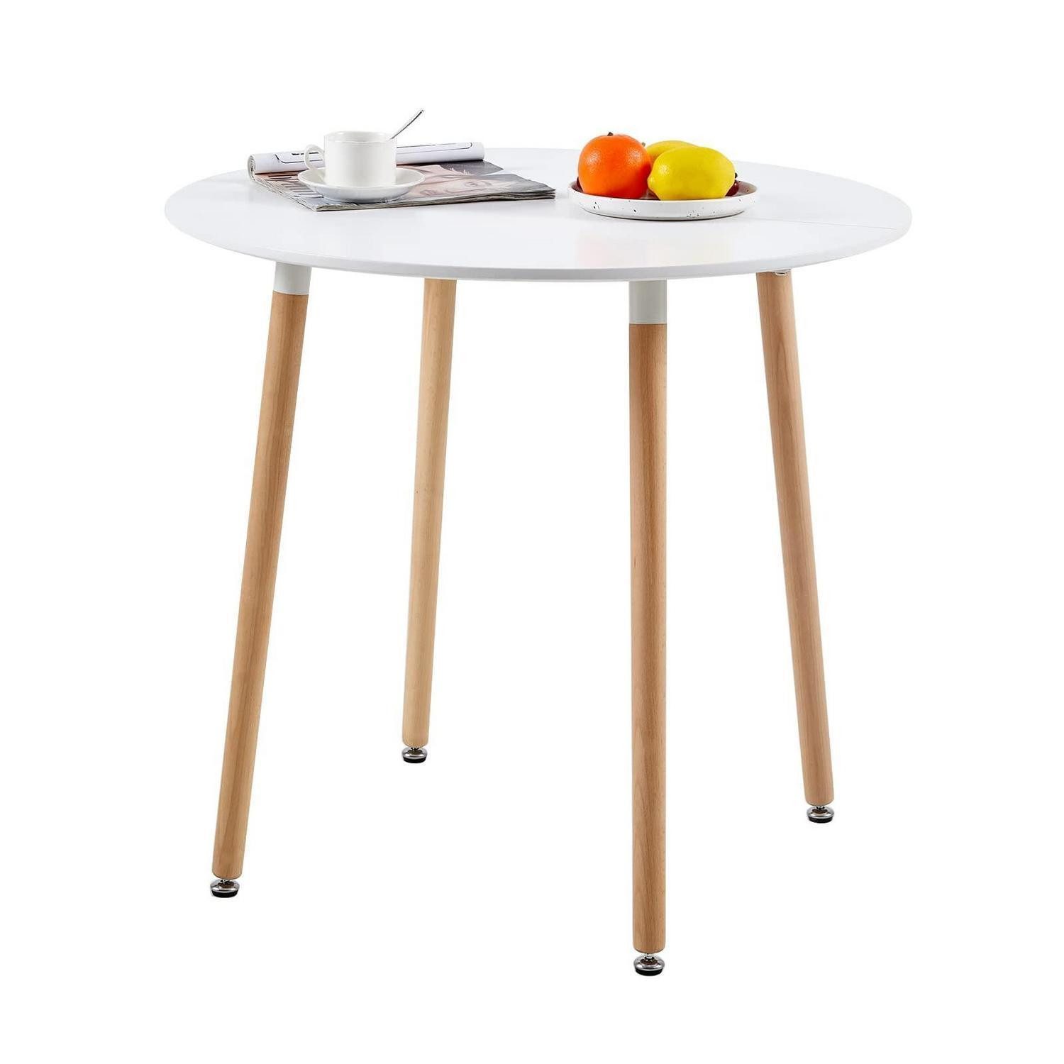 LuxusKollektion Esstisch Esstisch Rund MDF Tischplatte Weiß Runder Tisch Ohne Schwarzen Rahmen (1-St)