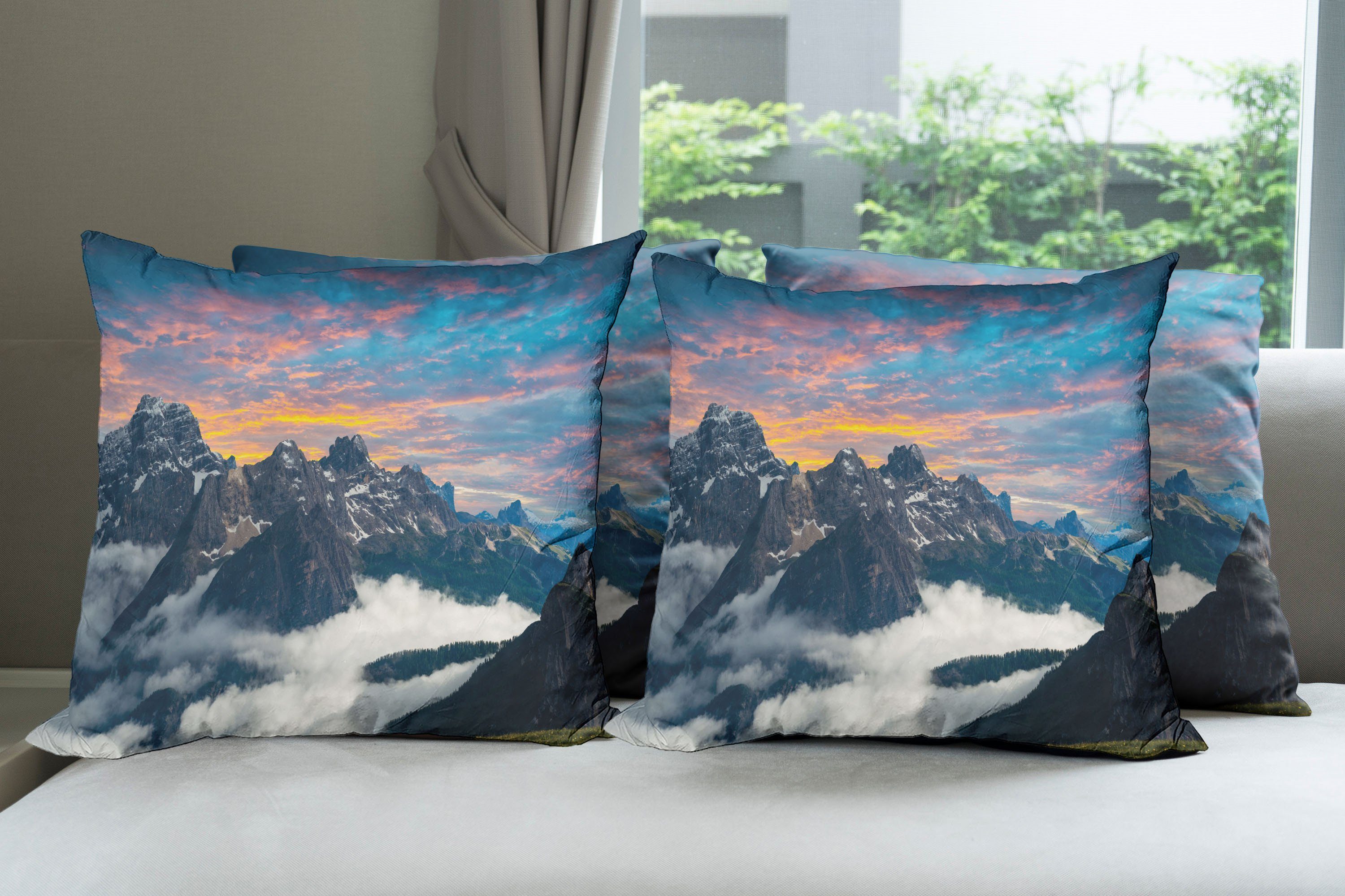 Kissenbezüge Modern Accent Berg Abakuhaus Alpine Doppelseitiger Digitaldruck, Foggy (4 Wolken Stück)
