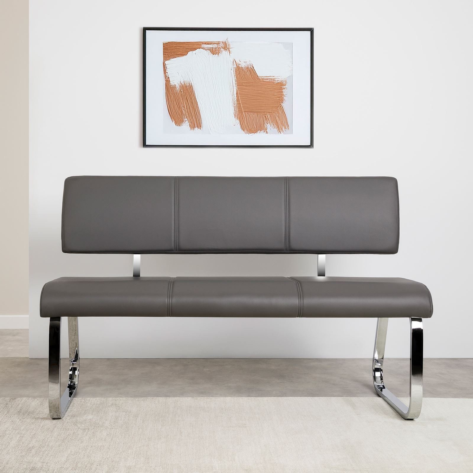 IDIMEX Essbank VILAS, Essbank mit Rückenlehne gepolstert für 3 Personen, Kunstleder grau